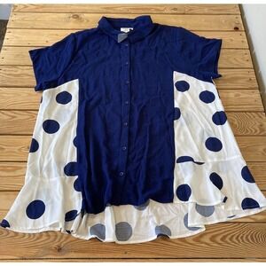 NEW Truth + Style Printed And Solid Woven Tunic Size XL Women’s Navy